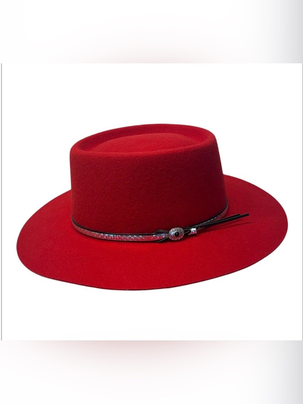 BRONER Red Western Cowboy/cowgirl Hat with silver decorative band